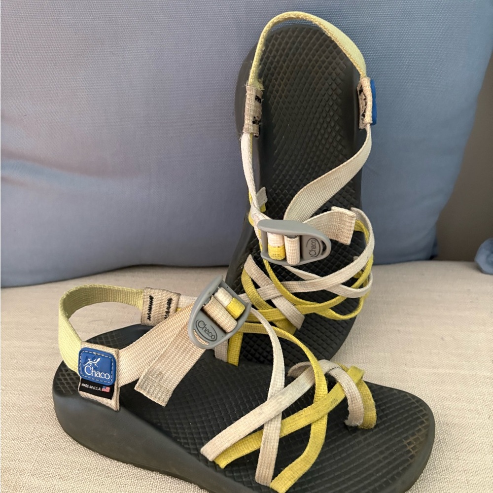 Chaco Yellow and Cream Adventure Sandals